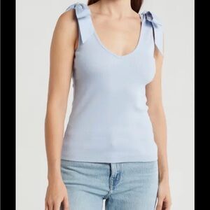 NEW xl Light Blue Sleeveless Top with Bow Details